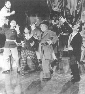 The Marxes dance in celebration of Freedonia's plan to wage war against Sylvania.