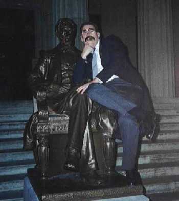 Groucho get's some advice on the knee of our sixteenth president.